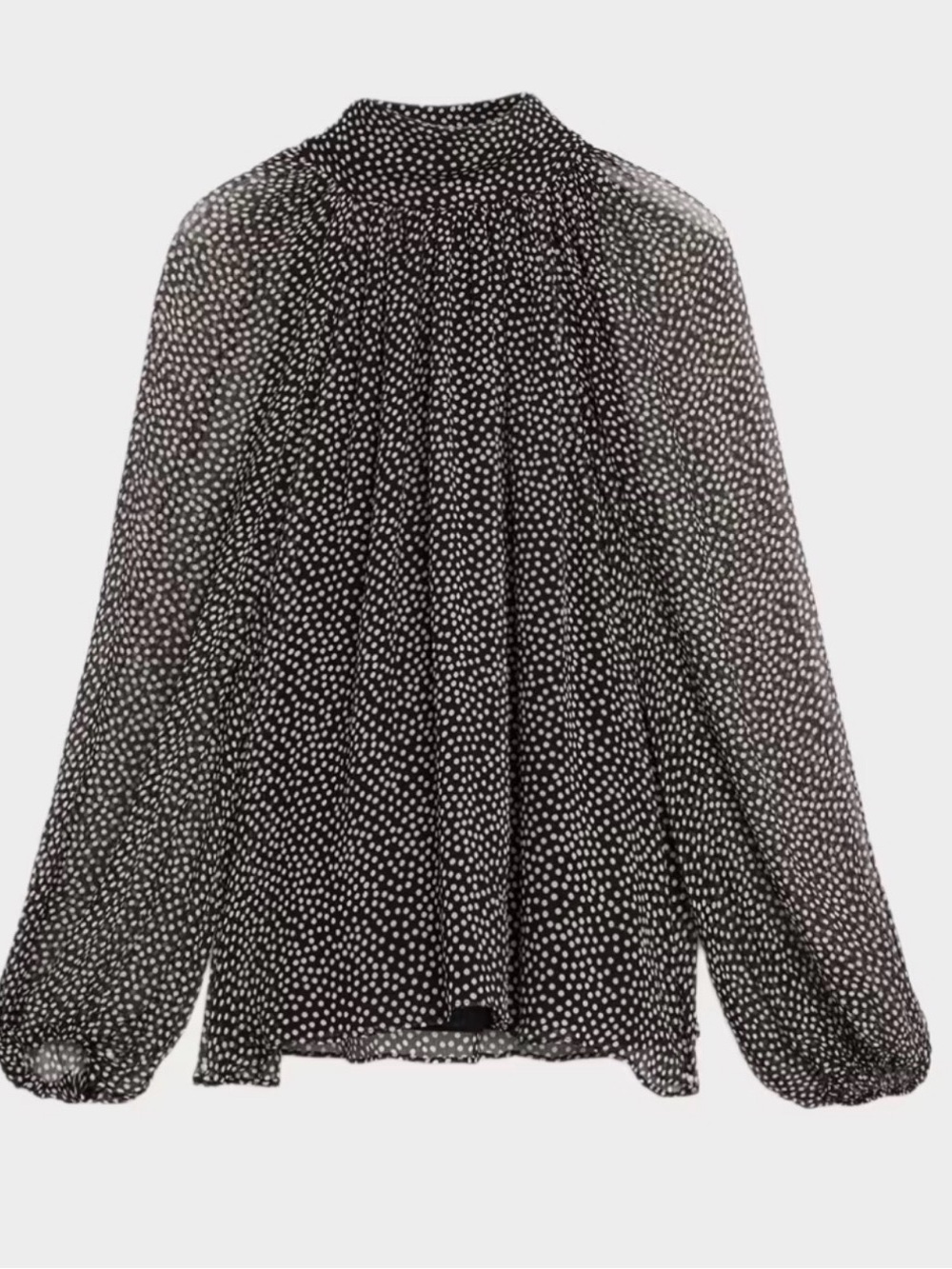 Ramy Brook 100% Silk Polka Dot Tie Neck Blouse Black White S